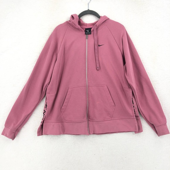 Nike Womens M Pink Get Fit Hoodie Jacket Full Zip Raglan Sleeve Pockets CU7009 - Picture 1 of 5